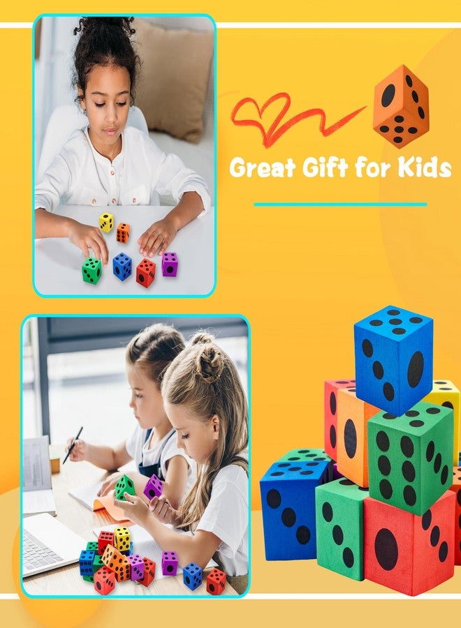 Feradny 60 Pack 1.5 Inch Colored Foam Dice Set Large Colorful Dice Cubes with Number Dots Soft Dice Building Education Toys for Kids Math Goodie Bag Fillers Gifts Adults Fun Party Games, 6 Colors - Image 4