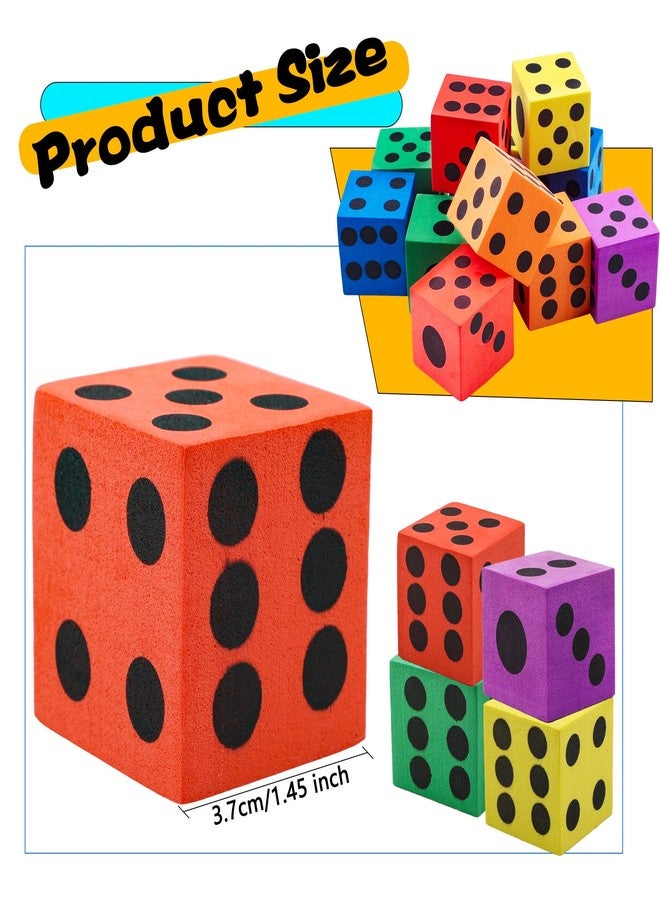 Feradny 60 Pack 1.5 Inch Colored Foam Dice Set Large Colorful Dice Cubes with Number Dots Soft Dice Building Education Toys for Kids Math Goodie Bag Fillers Gifts Adults Fun Party Games, 6 Colors - Image 2