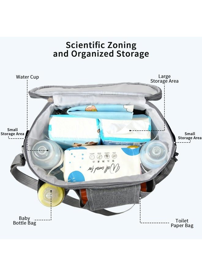 Smlper Large Universal Stroller Organizer, Stroller Caddy Bag with Cup Holder/Detachable Shoulder Strap & Phone Bag, Waterproof Baby Travel Gear for Baby Stroller and Baby Crib (Grey) - Image 3
