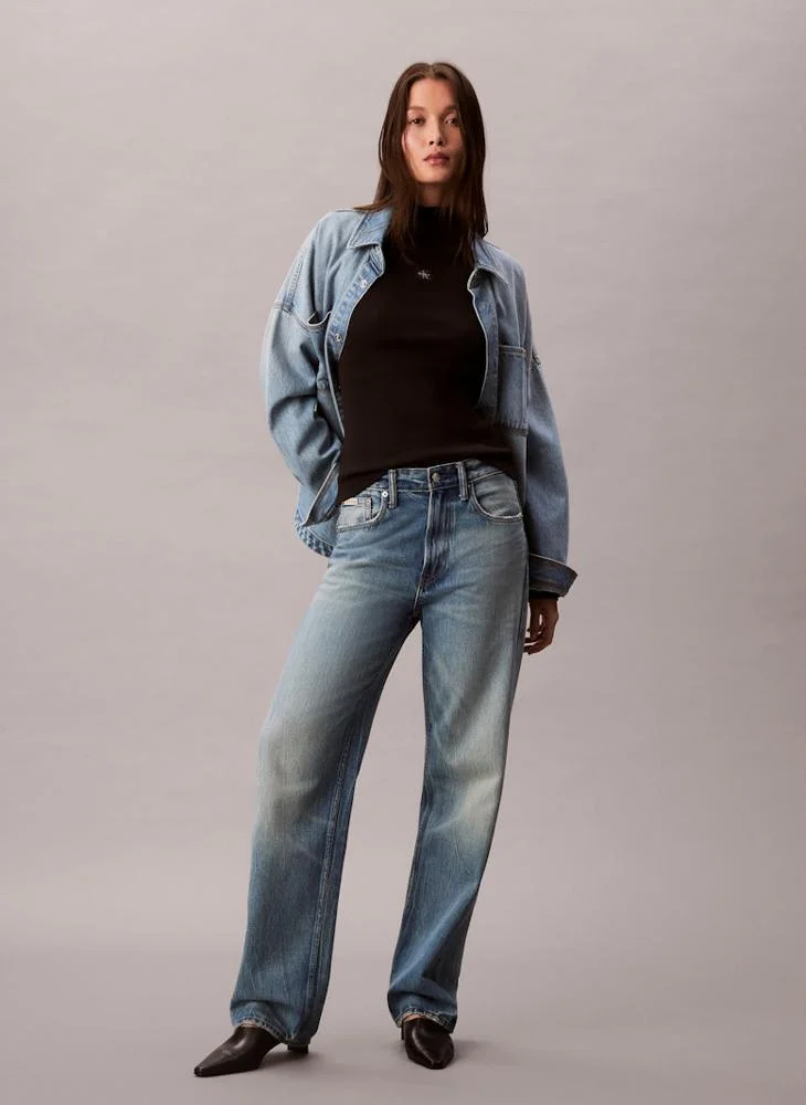 Calvin Klein Jeans  Ribbed Turtleneck Long Sleeve Top for Women | Best Price UAE