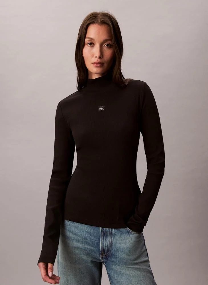 Graphic Turtle Neck Top