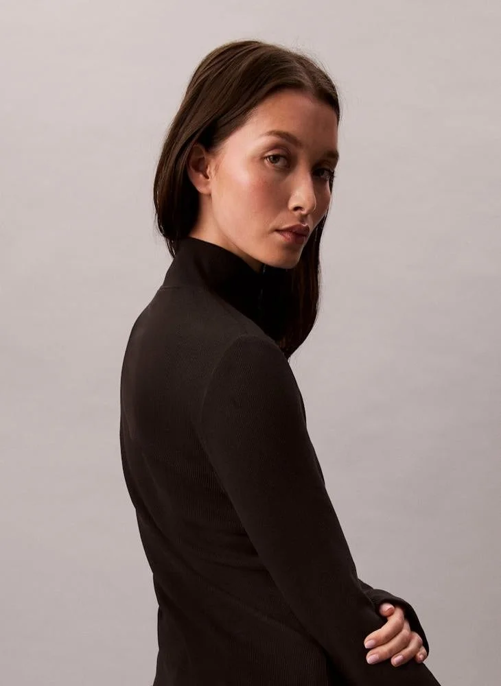 Calvin Klein Jeans  Ribbed Turtleneck Long Sleeve Top for Women | Best Price UAE