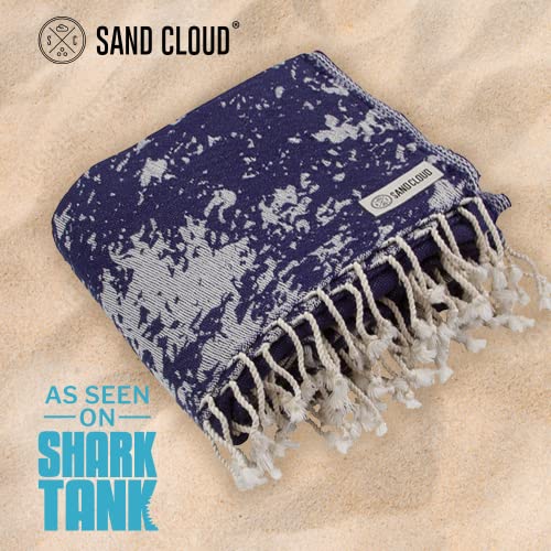 Sand Cloud Large Turkish Beach Towel - Sand Free - 100% Organic Turkish Cotton Yarn - Quick Dry Towel for Beach, Picnic, Blanket or Bath - As Seen on Shark Tank - Marine Life (Navy Crush Turtle) - Image 2