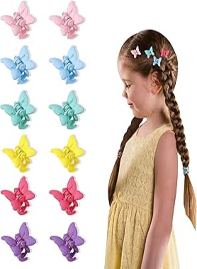 Ivyu Small Butterfly Hair Clips for Girls Women - Matte Mini HairClip Tiny Claw Clips Butterfly Clips for Hair 90s Cute Hair Accessories for Girls