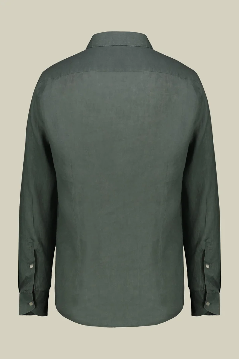 Doppelganger Green Men's casual shirt with classic collar, 100% linen - Sage Green for Men | Best Price UAE