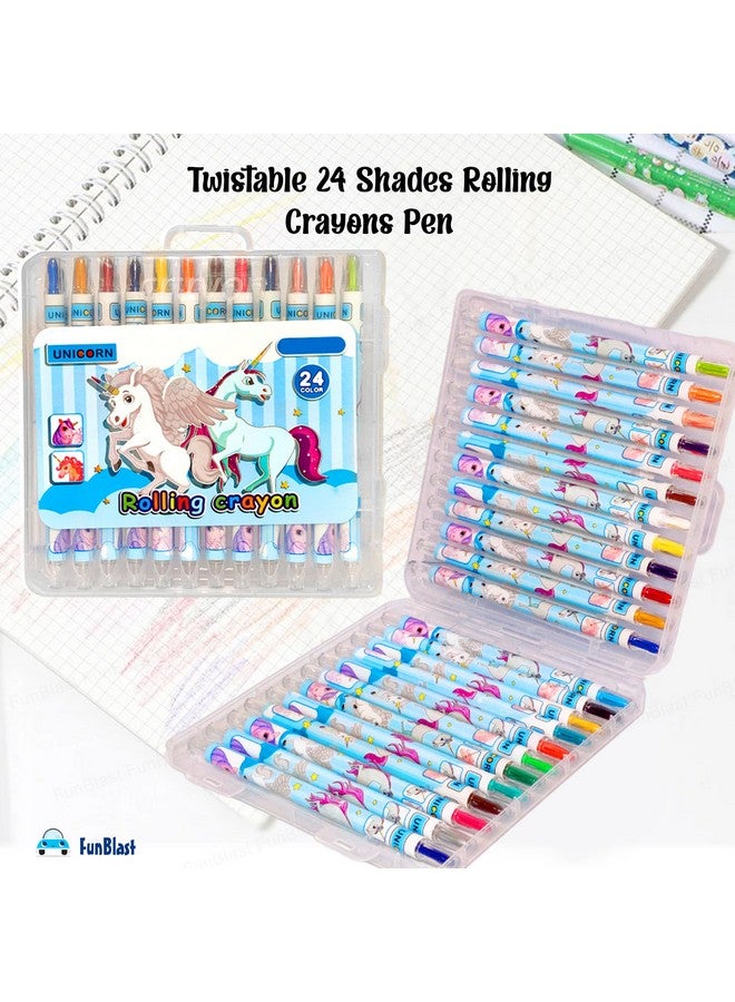 فنبلاست مجموعة أقلام تلوين يونيكورن دوارة من فن بلاست - أقلام تلوين دوارة قابلة للدوران، 24 لونًا، مجموعة أقلام تلوين للأطفال، هدايا عيد ميلاد للأطفال - متعددة الألوان - Image 3