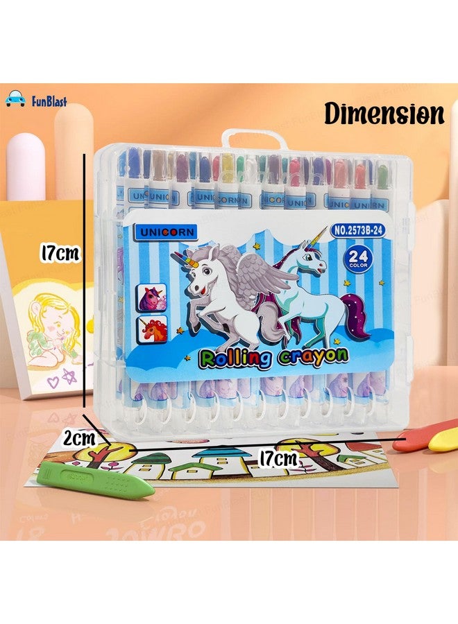 فنبلاست مجموعة أقلام تلوين يونيكورن دوارة من فن بلاست - أقلام تلوين دوارة قابلة للدوران، 24 لونًا، مجموعة أقلام تلوين للأطفال، هدايا عيد ميلاد للأطفال - متعددة الألوان - Image 2