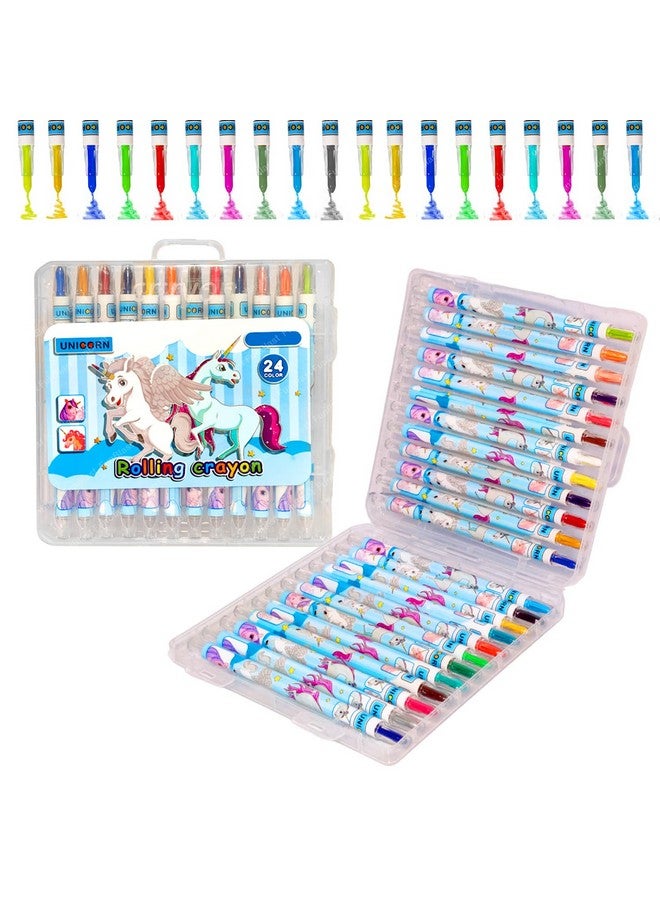 فنبلاست مجموعة أقلام تلوين يونيكورن دوارة من فن بلاست - أقلام تلوين دوارة قابلة للدوران، 24 لونًا، مجموعة أقلام تلوين للأطفال، هدايا عيد ميلاد للأطفال - متعددة الألوان - Image 1
