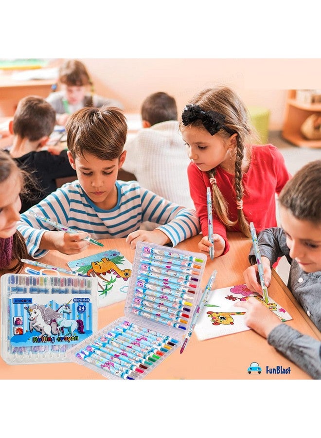 فنبلاست مجموعة أقلام تلوين يونيكورن دوارة من فن بلاست - أقلام تلوين دوارة قابلة للدوران، 24 لونًا، مجموعة أقلام تلوين للأطفال، هدايا عيد ميلاد للأطفال - متعددة الألوان - Image 5