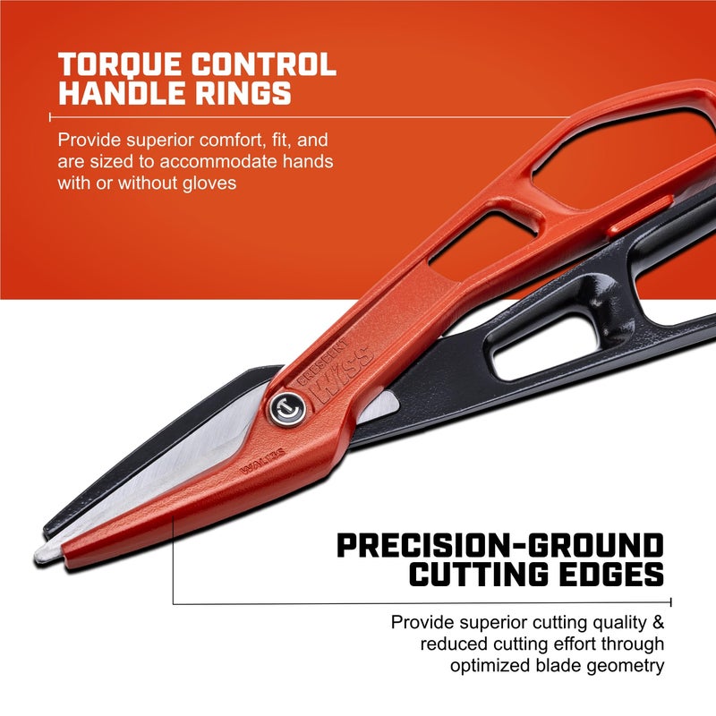 Wiss Crescent Wiss Lightweight Aluminum Tinner Snips - Durable Metal Cutter Tool with Torque Control & Adjustable Pivot Bolt - WAL13S - 12" - Image 3