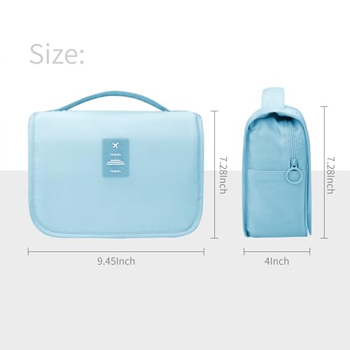 Lcsmaokin Large Capacity Toiletry Bag Travel Bag with Hanging Hook for Men and Women Waterproof Travel Cosmetic Bag Bathroom Storage Bag for Brushes Set, Full-Sized Shampoo,Accessories(Baby Blue) - Image 5