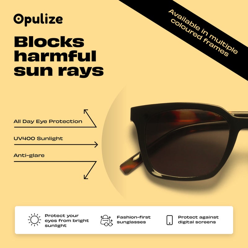 OPULIZE KOI Reading Sunglasses for Women Men,Scratch Resistant Large Rectangular frame with Spring Hinges Tinted lens UV400, Black, Clear +1 (Pack of 2) - Image 5