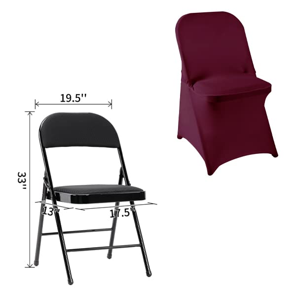 eccwai eccwai 12 PCS Waterproof Stretch Spandex Folding Chair Covers  Dining Room Chair Slipcovers Protector for Wedding  Banquet  Party  Holidays  Celebration and Decoration(Burgundy)  - Image 2