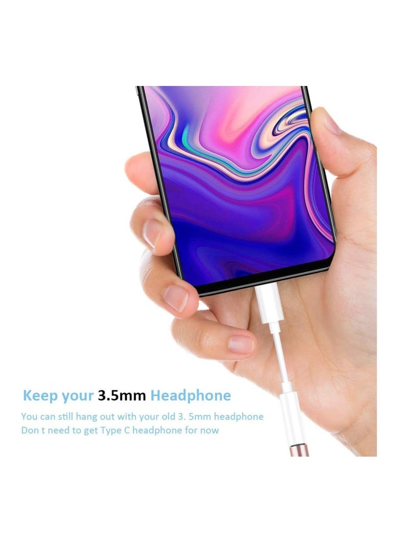2 حزمة] USB-C إلى 3.5 ملم محول مقبس سماعة الرأس، USB-C إلى 3.5 ملم Aux Audio سماعة دونجل جاك كابل نوع C موصل محول لهواوي P30 Pro/Mate 10 Pro/iPad Pro/Google Pixel/Samsung/OnePlus-أبيض  - Image 4