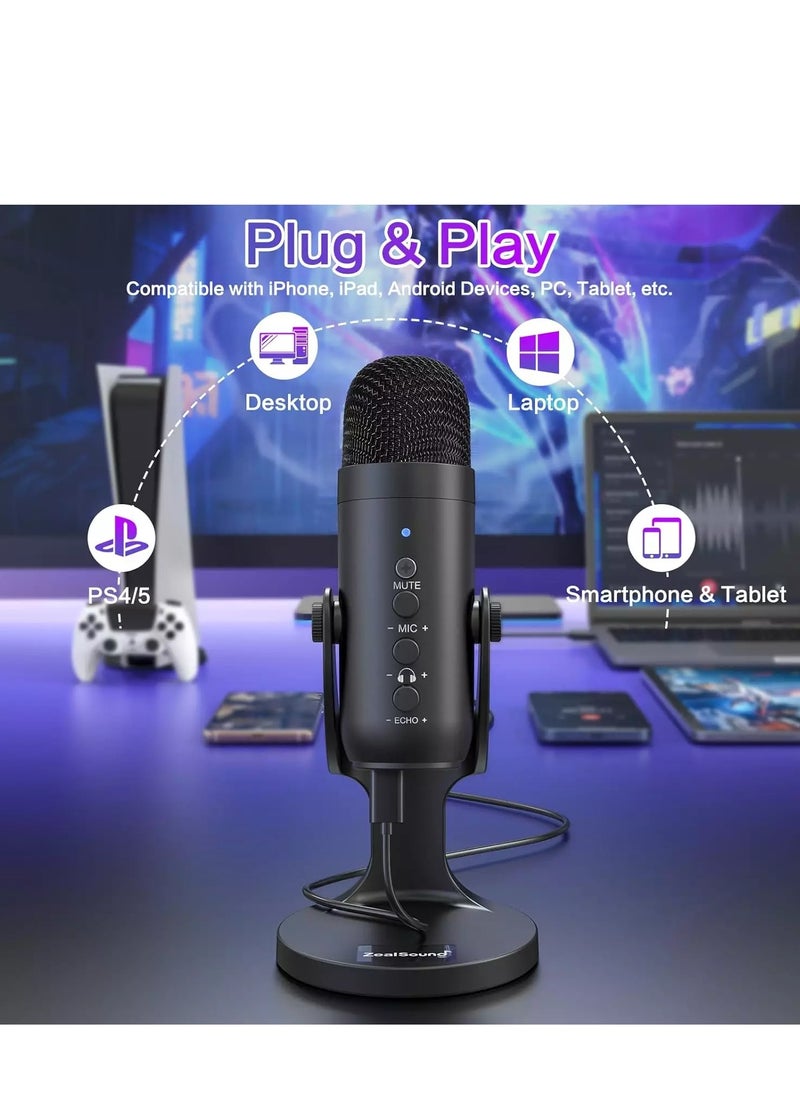 ZealSound - USB Microphone,Condenser Computer PC Mic,Plug&Play  Microphones - Image 1