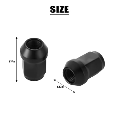 HZEL M12x15 Car Bulge Acorn Lug Nuts 20PCS Carbon Steel Closed End Automotive Lug Nut Vehicle Wheel Nut Replacement Accessories Compatible with Lacrosse Equinox Impala Black - Image 3