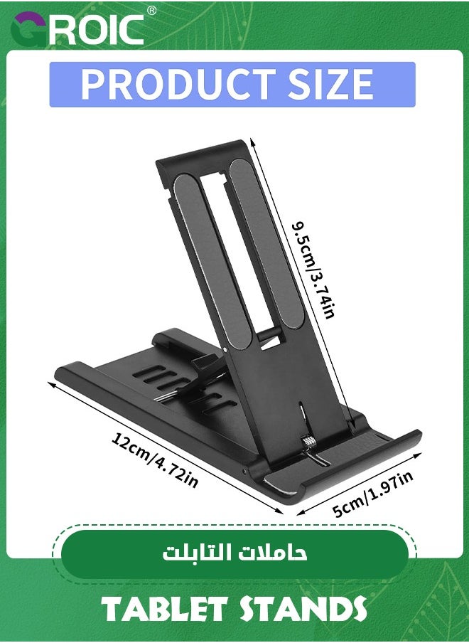 GROIC - Black Cell Phone Stand, 6 Speed Foldable Cell Phone Holder Mini Portable Tablet Stand Desktop Mobile Phone Stand Cellphone Cradle Compatible Phone Tablets - Image 1