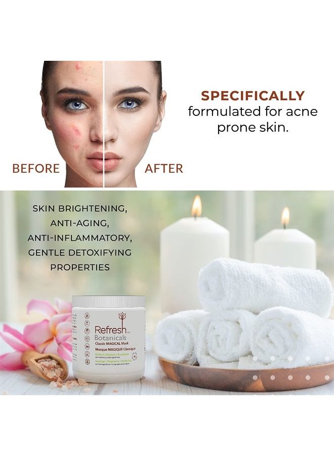 REFRESH BOTANICALS Brightening MAGICAL Clay Mask (with Indian Sandalwood) | Deep Pore Cleansing Face & Body Mask | For All Skin Types | Made in Canada | 100% Organic | 1 lb (454 gm)