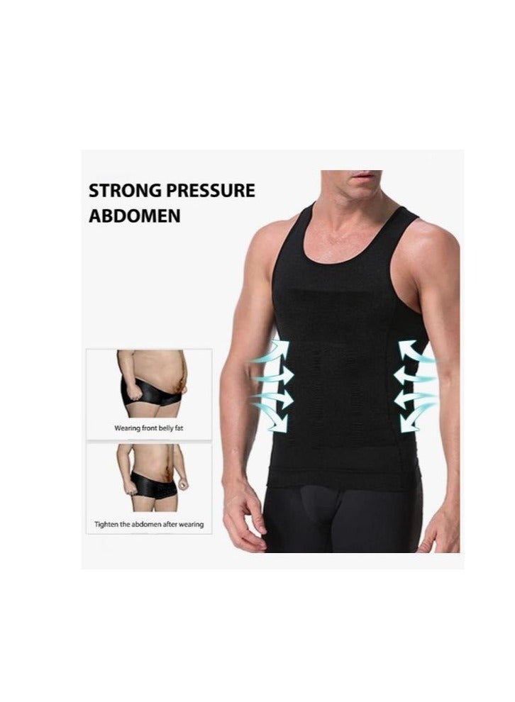Y&D Compression Shirts for Men Shapewear Vest Body Shaper Abs Abdomen Slim Tank Top Undershirt for Men's Gynecomastia（Black）  - Image 3