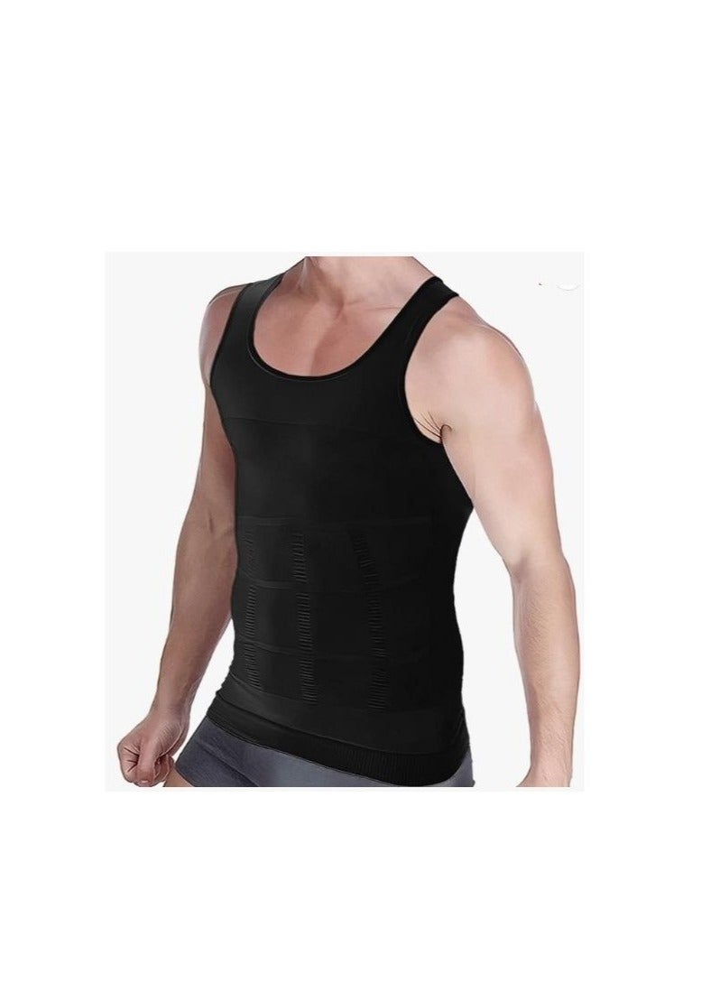Y&D Compression Shirts for Men Shapewear Vest Body Shaper Abs Abdomen Slim Tank Top Undershirt for Men's Gynecomastia（Black）  - Image 2