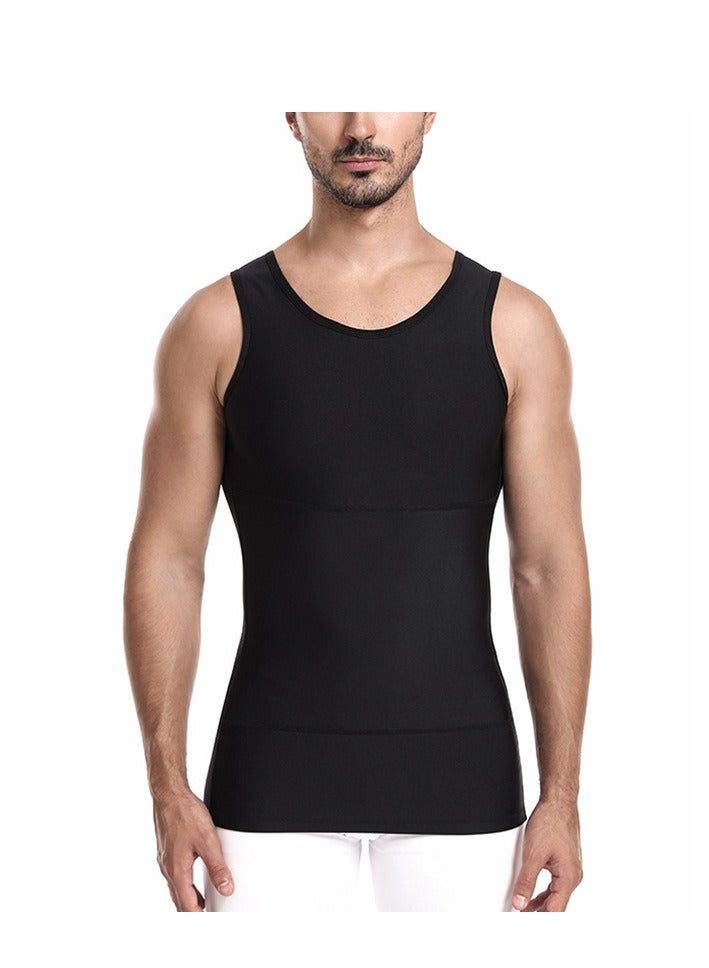 Y&D Compression Shirts for Men Shapewear Vest Body Shaper Abs Abdomen Slim Tank Top Undershirt for Men's Gynecomastia（Black）  - Image 1