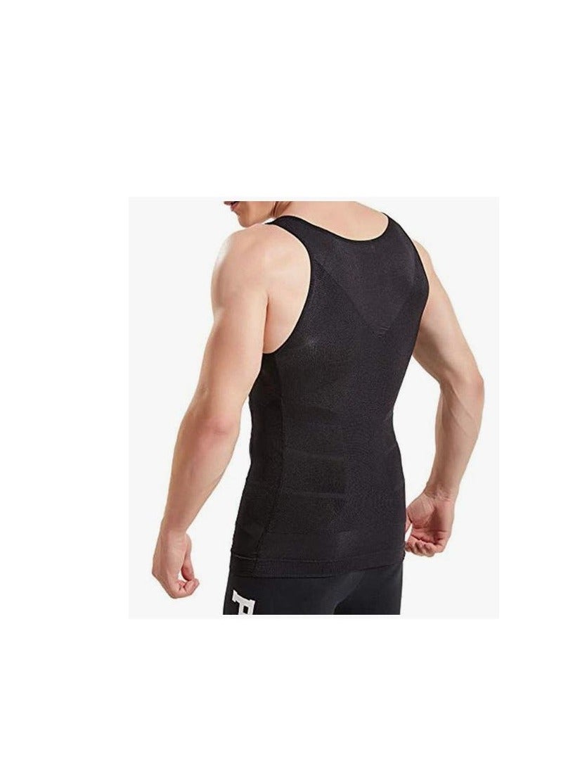 Y&D Compression Shirts for Men Shapewear Vest Body Shaper Abs Abdomen Slim Tank Top Undershirt for Men's Gynecomastia（Black）  - Image 5