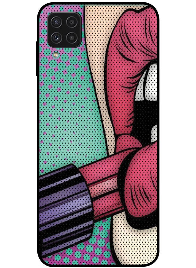 EYE CATCH Protective Case Cover For Samsung Galaxy A22 4G Smart Series Printed Protective Case Cover for Samsung A22 4G Girl Making Lipstick - Image 1