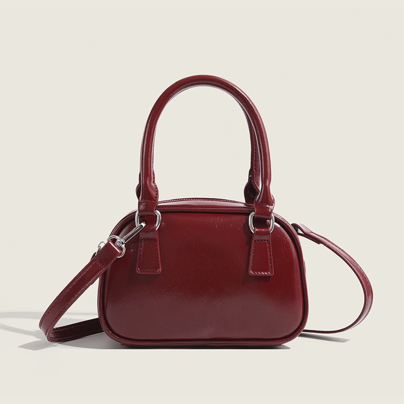 2024 New Red Underarm Tote Korean Designer Mini Luxe Sling Bowling Bag Red 