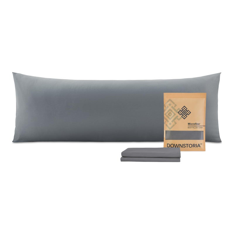 DOWNSTORIA Body Pillow Pillowcase, Ultra Soft Microfiber Long Pillow Cover, Envelope Closure Large Pillow Cases 20x54 inch (Dark Gray) - Image 1
