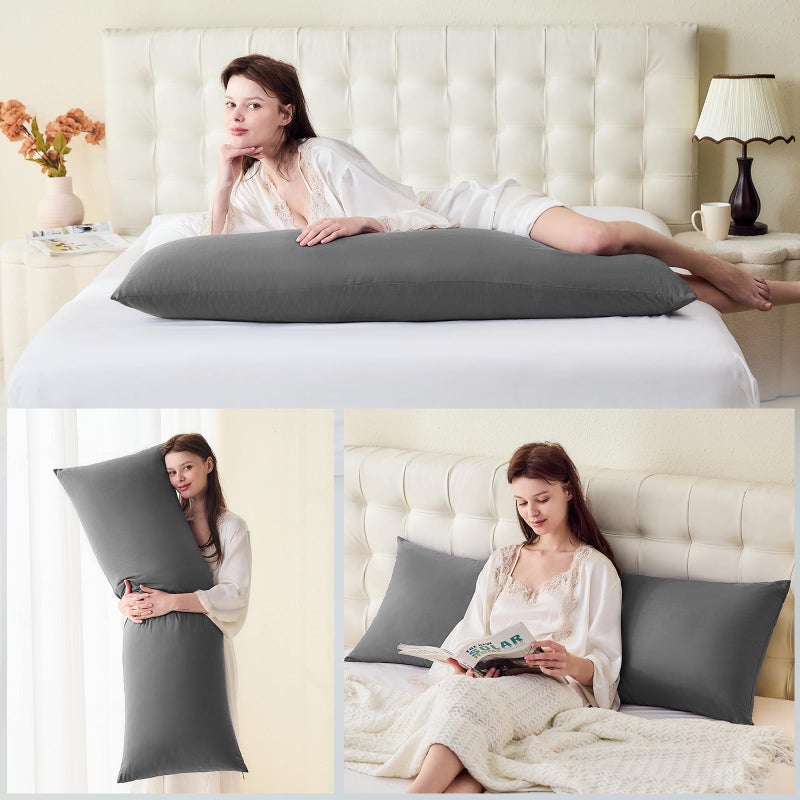 DOWNSTORIA Body Pillow Pillowcase, Ultra Soft Microfiber Long Pillow Cover, Envelope Closure Large Pillow Cases 20x54 inch (Dark Gray) - Image 5