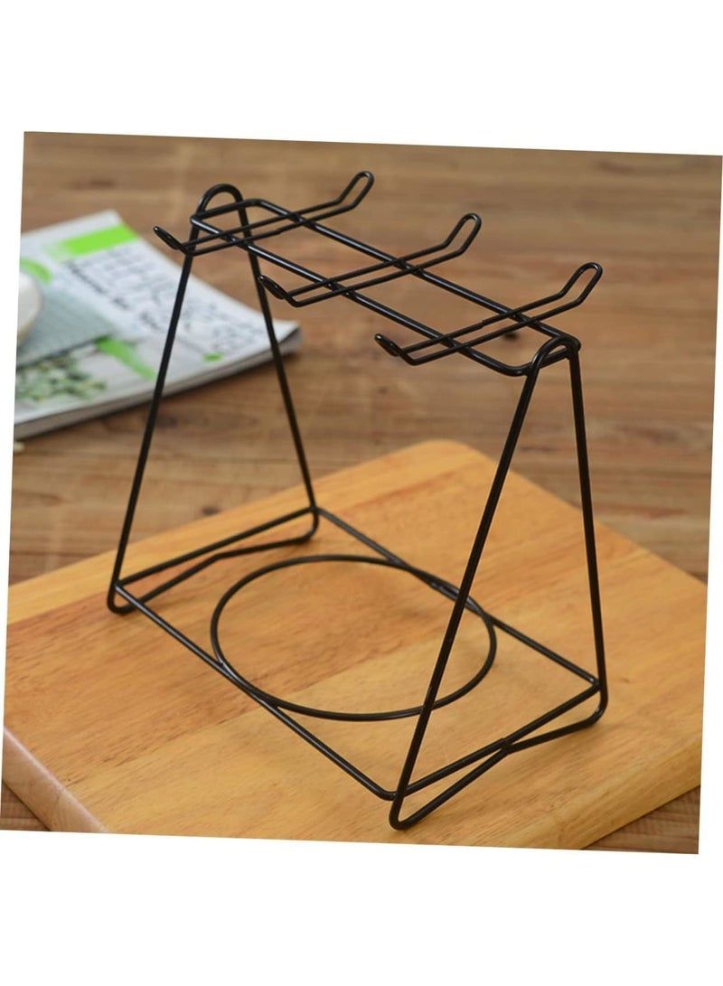 Stainless Steel Coffee Cup Holder Stand for 6 Cups, Saucers u0026 Spoon Sets – Stylish Tea Service Display Frame for Kitchen, Dining Room, Countertop Organization (Black) - Image 2