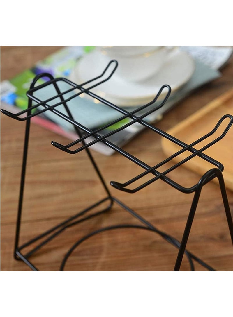 Stainless Steel Coffee Cup Holder Stand for 6 Cups, Saucers u0026 Spoon Sets – Stylish Tea Service Display Frame for Kitchen, Dining Room, Countertop Organization (Black) - Image 5