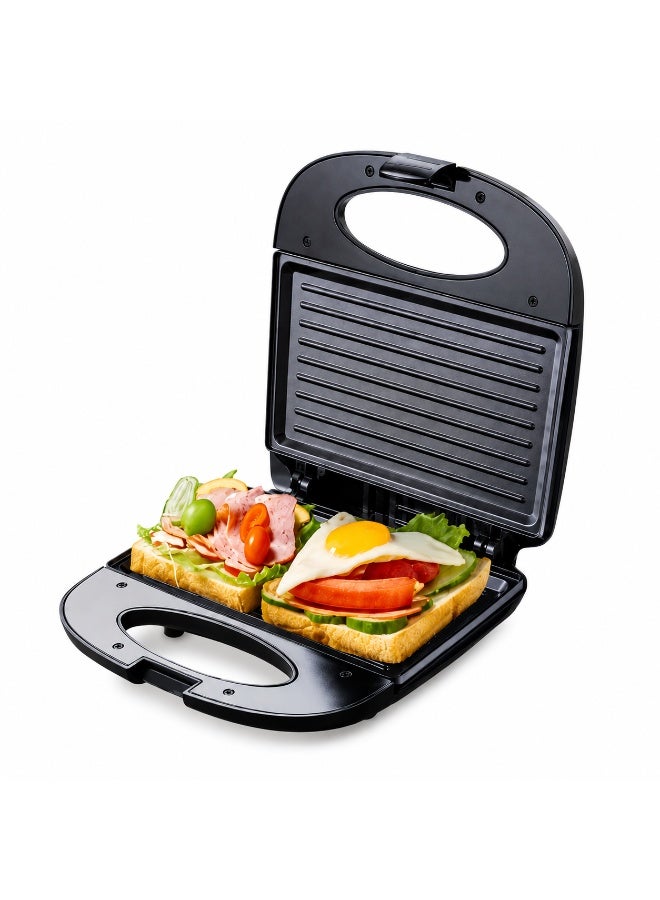 Silver Love Waffle & Sandwich Maker 750W with Non-Stick Grill Plates, Model ET-3102, Black - Image 1