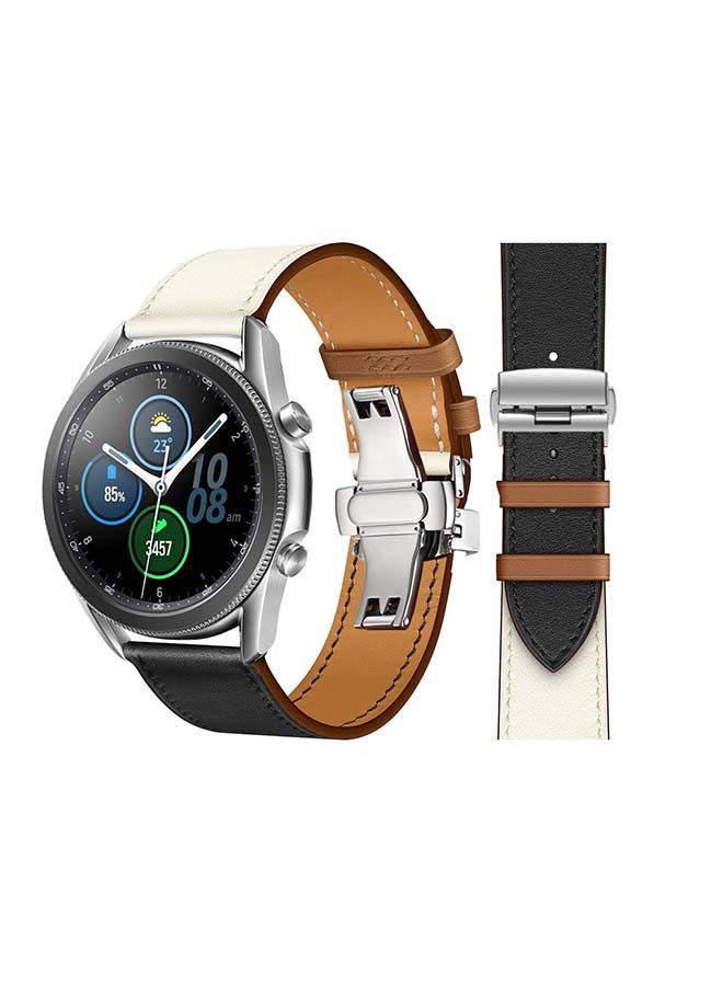 NIBEMINENT Replacement Band For Samsung Galaxy Watch3 Noir/Blanc/Gold Swift - White Black - Image 1