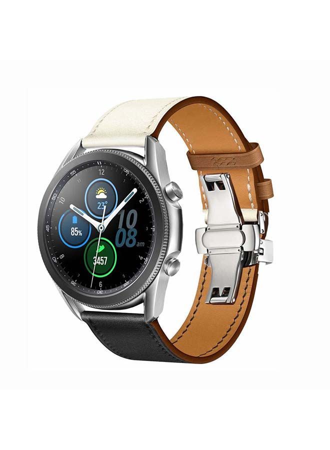 NIBEMINENT Replacement Band For Samsung Galaxy Watch3 Noir/Blanc/Gold Swift - White Black - Image 2