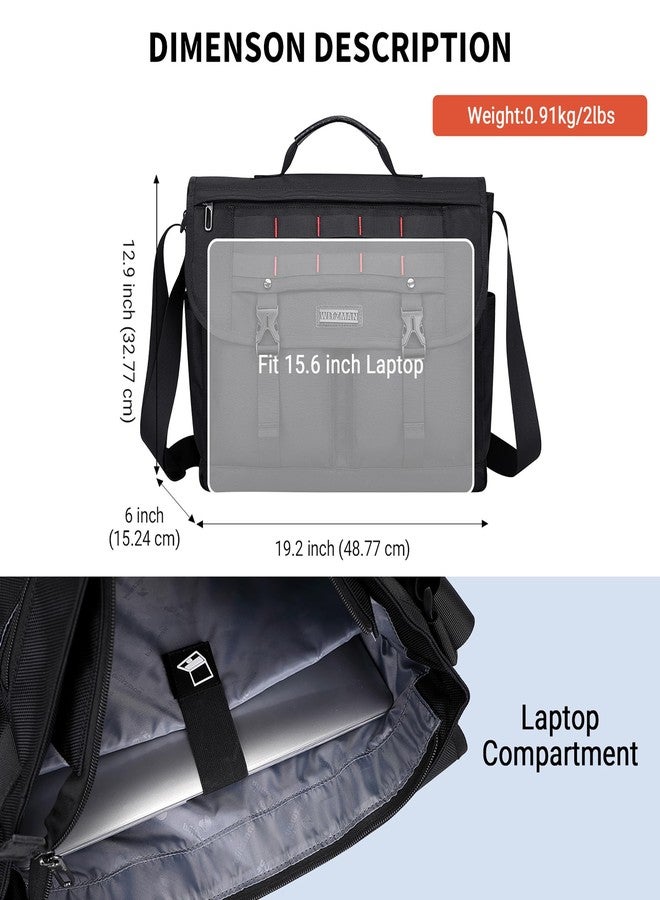 WITZMAN Messenger Bag for Men Crossbody Large Lightweight Satchel Bag Nylon Shoulder Bag with 15.6 inch Laptop（B701 Classic Black） - Image 5
