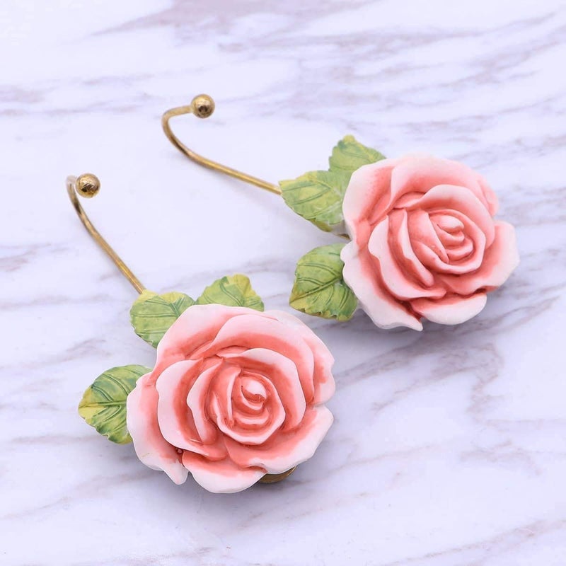 OPENDGO 3PCS Rose Resin Wall Hooks Wall Mounted Creative Flower Iron Hook for Hanging Coat/Hat/Key/Towel/Handbag Hooks/Hangers Room Wall Decor - Image 2