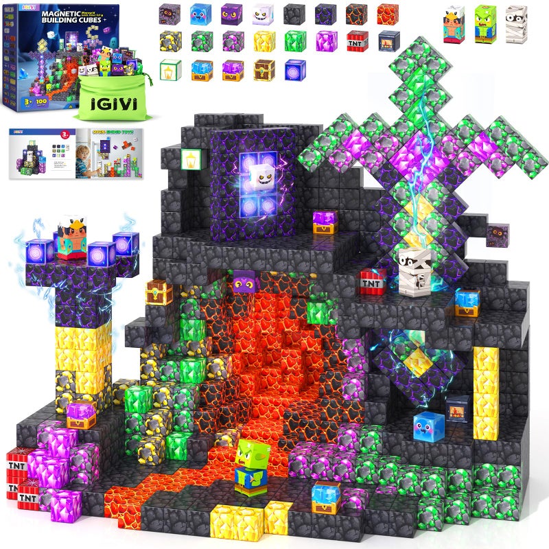 IGIVI Magnetic Blocks Build Mine Magnet World STEM Magnetic Building Blocks for Kids Ages 46 68 812 Building Toys Games for Boys Girls Ages 3 Birthday Toys Gifts for Kids Toddlers - Image 2