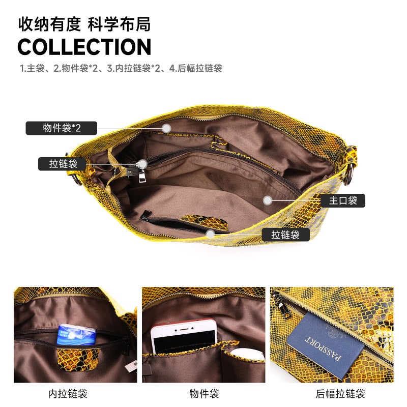 Westal New Color Genuine Leather Women'S Handbag Top Layer Cowhide Snake Shoulder Bag Evening Tote Bag - Image 3