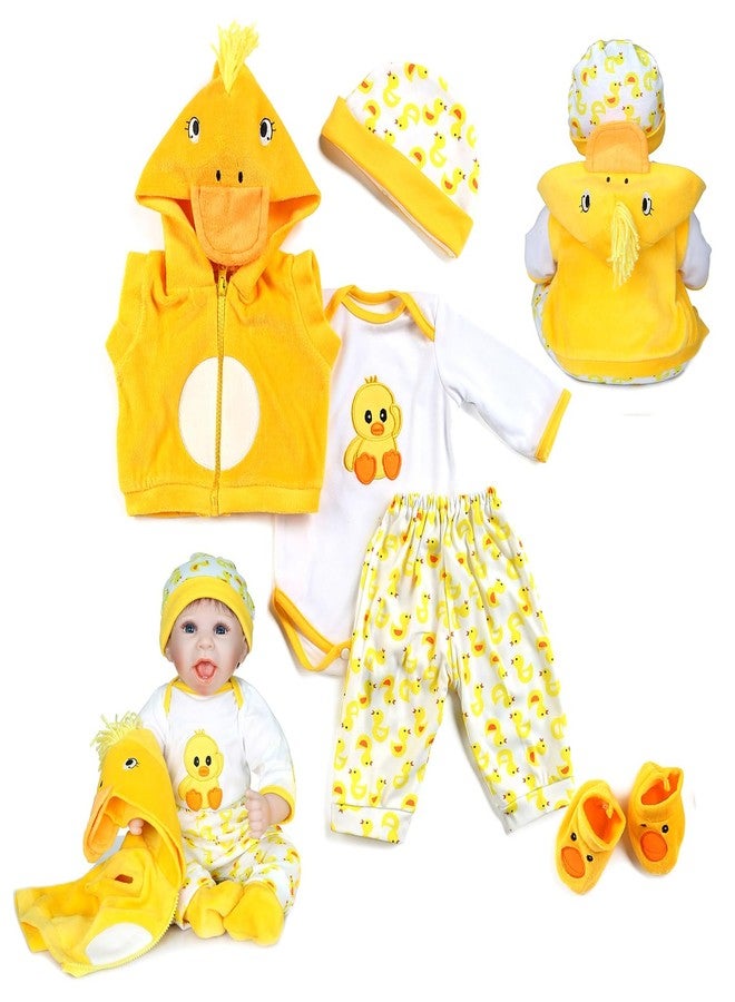 Pedolltree Reborn Baby Girl Dolls Clothes 18 inch Yellow Duck Outfits Accesories for 16-18 inch Reborns Doll Newborn Baby Girl Matching Clothing - Image 1