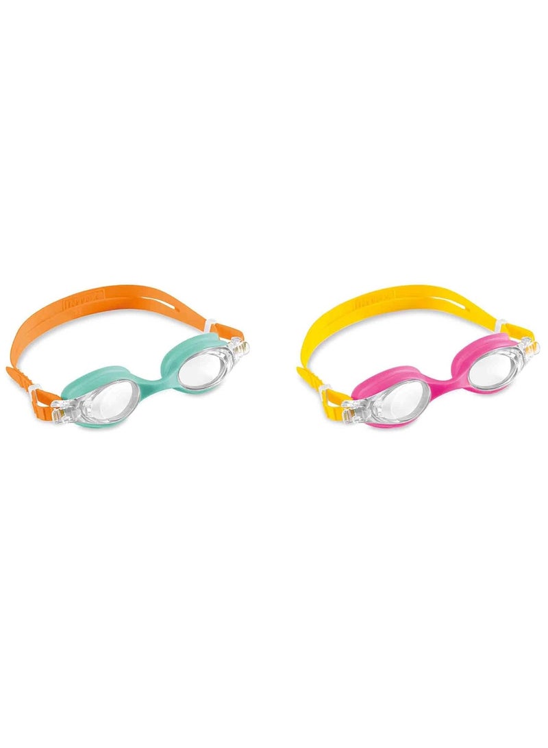انتكس مجموعة نظارات السباحة للأطفال مكونة من قطعتين من البولي كربونات والسيليكون المتين، متعددة الألوان، للأعمار من 3 سنوات - Image 1