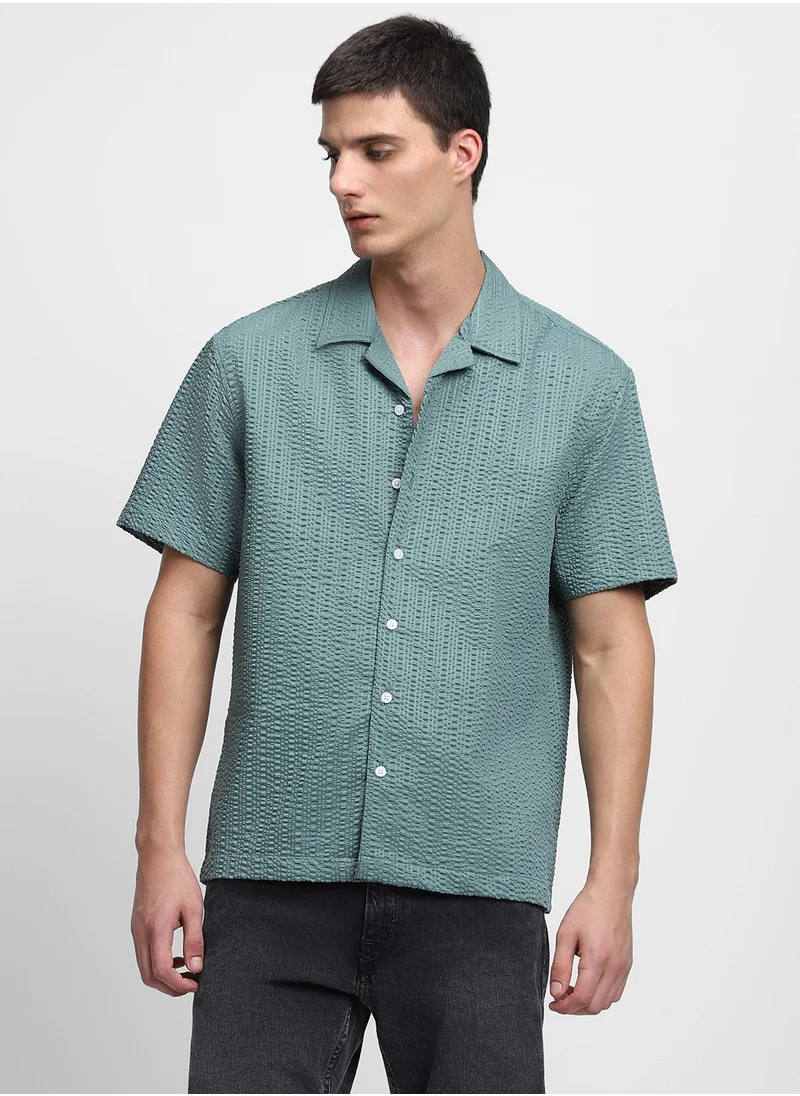 Dennis Lingo Sage Green Casual Shirt for Men, Regular Fit