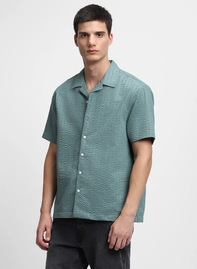Dennis Lingo Sage Green Casual Shirt for Men, Regular Fit