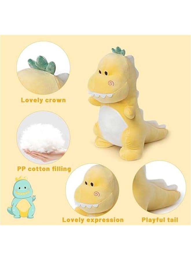 هوكور لعبة حيوانات محشوة على شكل ديناصور للاطفال، العاب ديناصور محشوة لطيفة من القطيفة الناعمة للاولاد والبنات والاطفال الصغار (اصفر، 30 سم) - Image 5