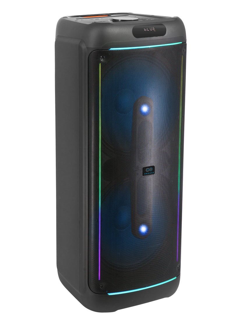 Engage EPS-1522/W120 15"x2 Party Speaker, Dynamic Disco Lights, Rechargeable Battery, Powerful Audio Performance, FM Radio Functionality, Convenient Remote Control, Black - Image 3