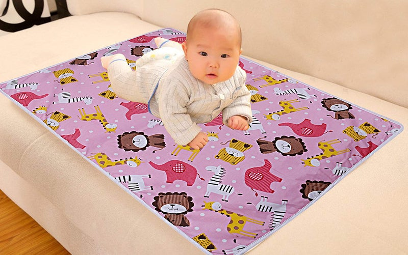 GOOD LUCK Goodluck Cotton, Plastic, Microfiber Sleeping Mat Waterproof Foam Cushioned - Set of 4 (Small (0 to 3 Months)) - Image 4