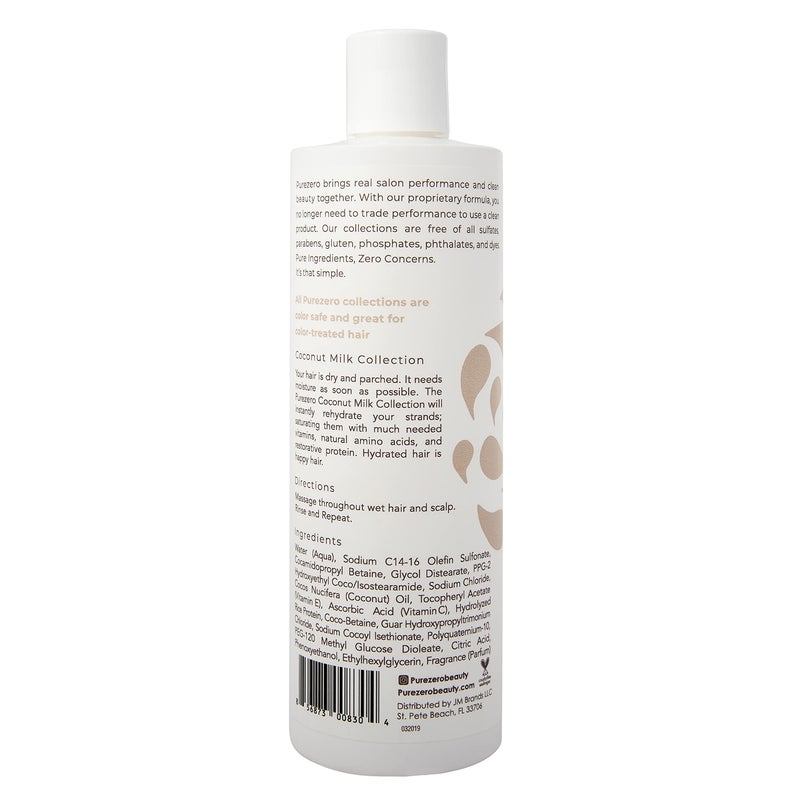 Purezero Coconut Milk Moisturizing Shampoo - 12 Fl Ounce - Intense Hydration & Increase Shine - Fight Dandruff & Frizz - Zero Sulfates, Parabens, Dyes - 100% Vegan & Cruelty Free - Image 2