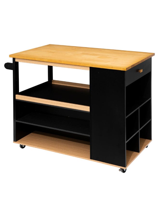 Five Simply Smart Wooden Kitchen Island on Wheels Black and Brown 89 x 60 x 108 cm 181804 - Image 1