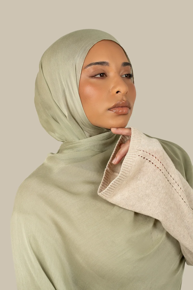silqrose  Washed Matcha Tight Weave Hijab - Square for Women | Best Price UAE