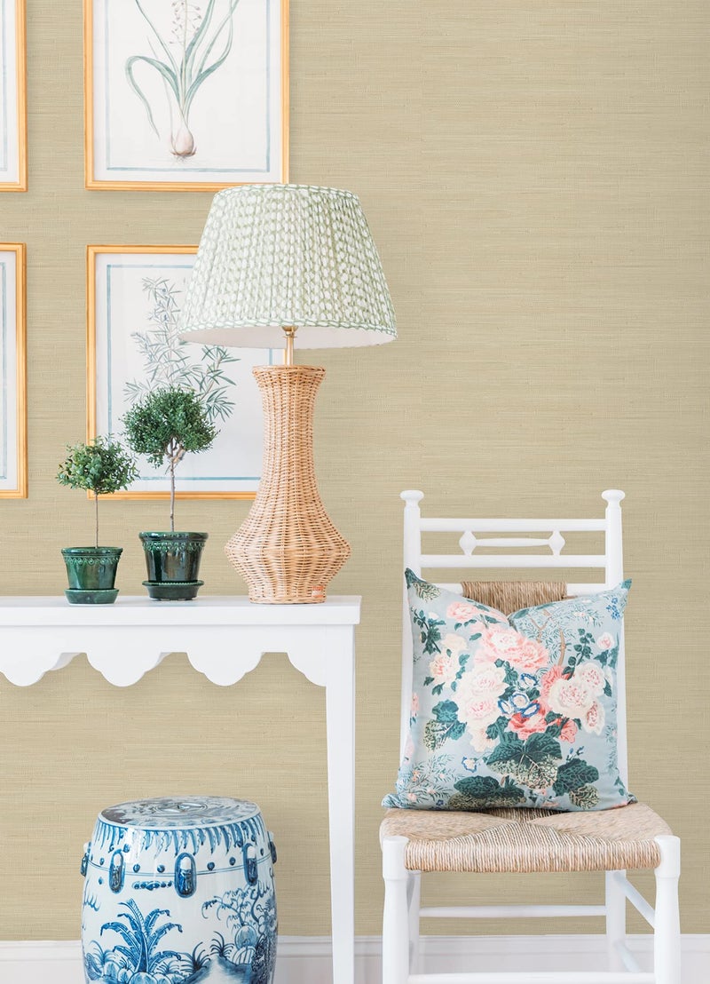 NuWallpaper x Society Social Classic Faux Grasscloth Peel and Stick Wallpaper, Wheat - Image 5